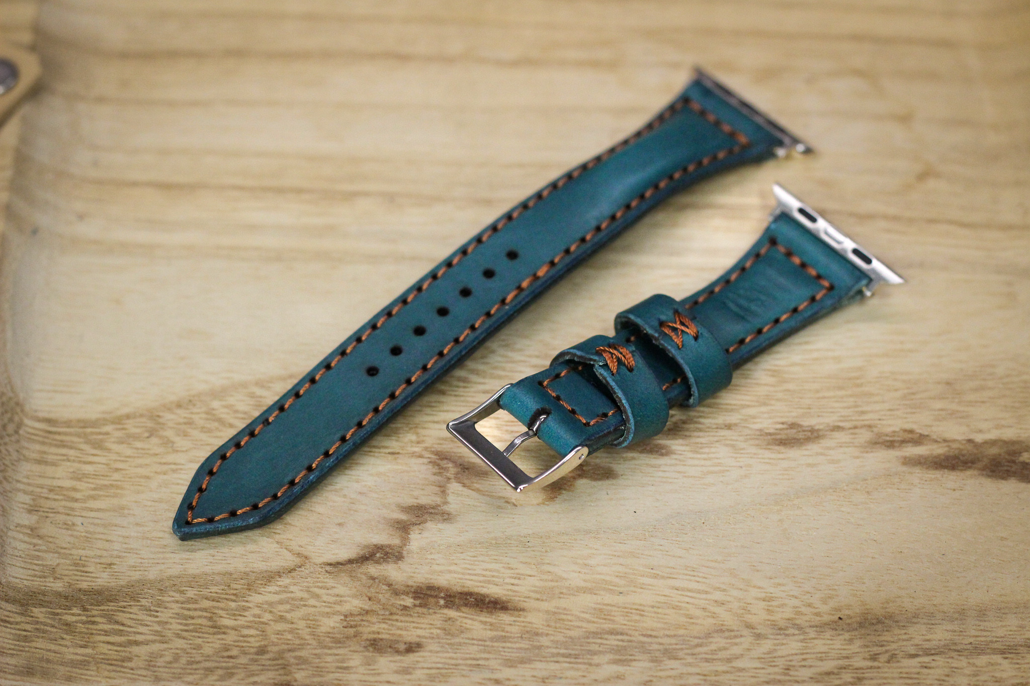 Classic Leather Apple Watch Band Turquoise Minerva