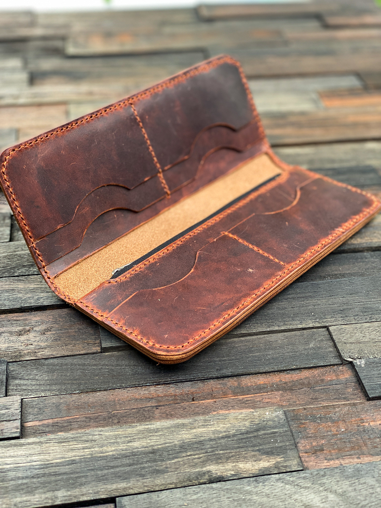 Leather Women's Long Wallet - English Tan Harvest