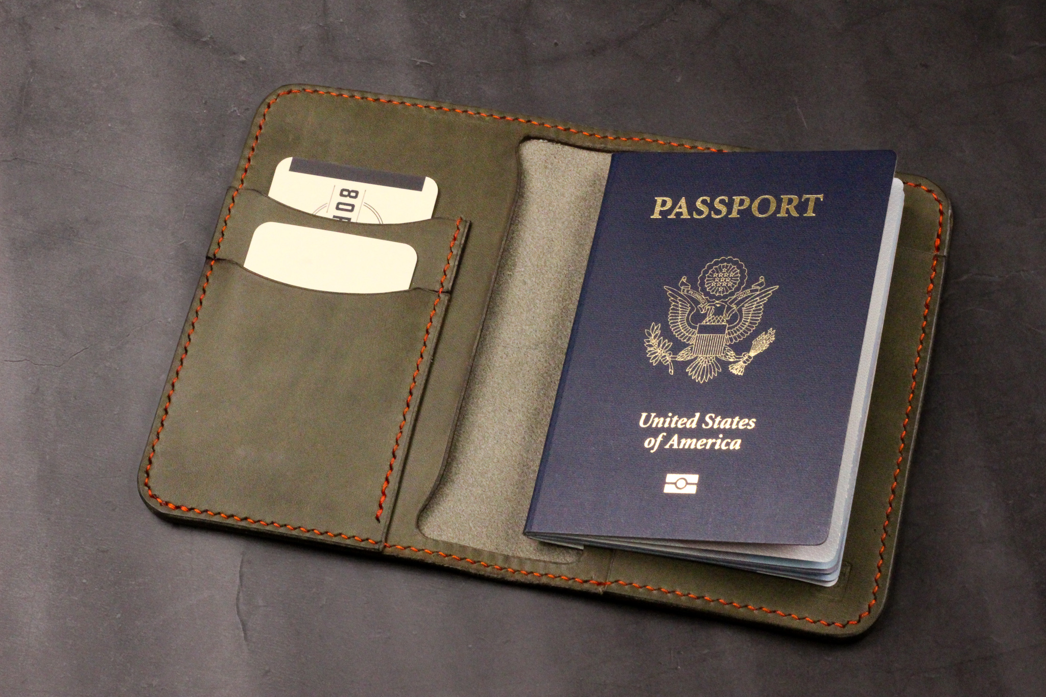 Passport Wallet Fire Blue / Machine Stitched