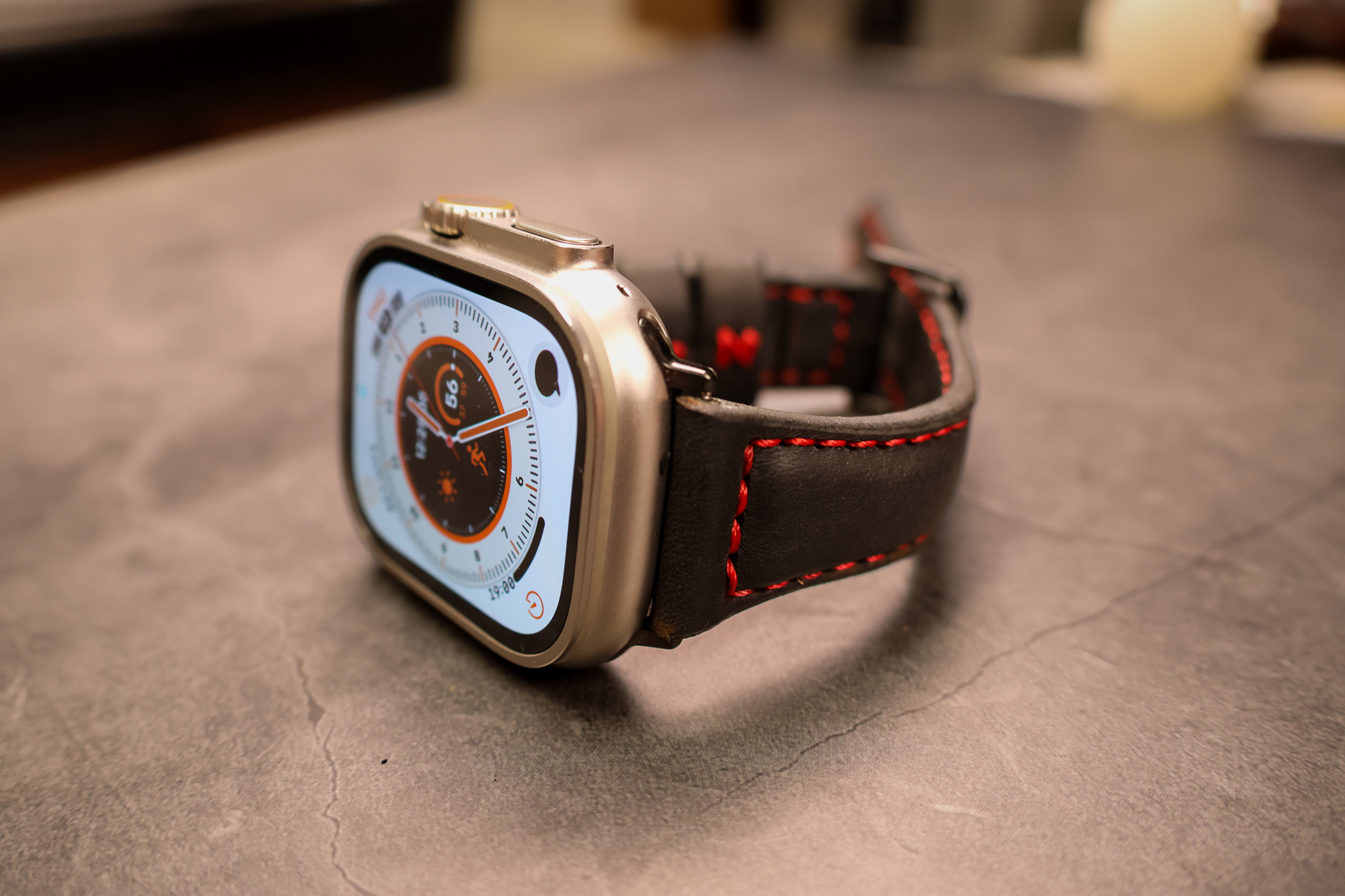 Black & Red Leather Apple Watch Ultra Band 80Proof Goods