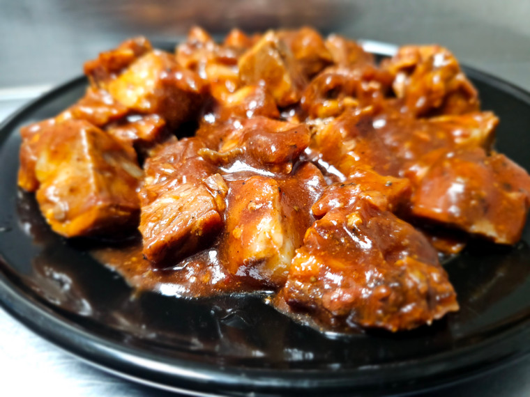 Pork rib tips with bbq sauce