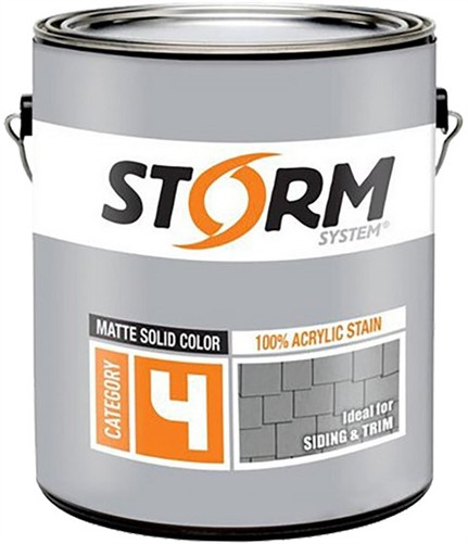 Storm System Category 4 Matte Solid Color 100% Acrylic Stain Gallon White 41200 - (Box of 4)