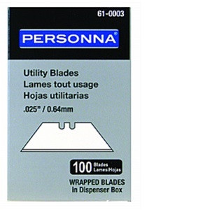 Personna 2-Notch Utility Blades Pack of 100 0.25" Carbon 61-0003 - (Box of 10)