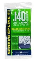 NY Wire Screen Spline .140 X 25' Black 70062 - (Box of 10)