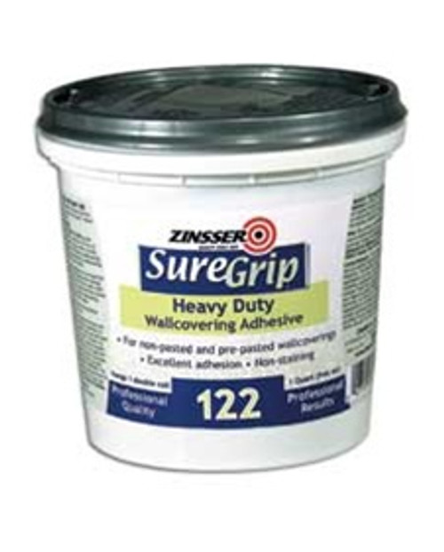 Zinsser SureGrip 122 Heavy Duty Clear Strippable Wallcovering Adhesive Quart 69384 - (Box of 6)