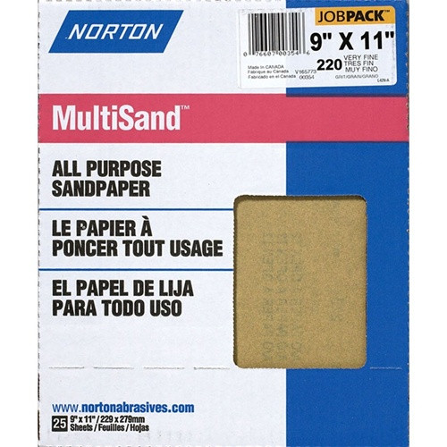 Norton 9" X 11" Multisand All Purpose Sandpaper 100 Grit Medium 25 Pack 00358