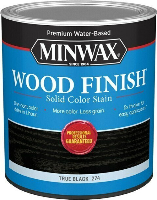 Minwax Wood Finish Water-Based Solid Color Stain Quart True Black 274 - (Box of 4)