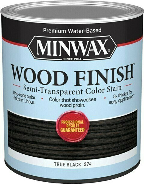 Minwax Wood Finish Water-Based Semi-Transparent Color Stain Quart True Black - (Box of 4)