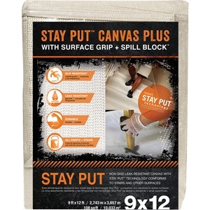 Trimaco Stay Put Canvas Drop Cloth w/ Anti-Slip Barrier + Spill Block 6' X 8' 04329