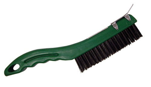 Shoe Handle Green Plastic Wire Brush With Scraper [Bristle Rows 4 x 16] (HD002144) - (Box of 12)