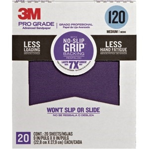 3M 9" X 11" Pro Grade No Slip Grip Sandpaper 80 Grit 20Pk 27080TRI-20