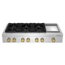 KitchenAid® 48-inch 6-Burner Gas Commercial-Style Rangetop with Griddle KCGK948TSS