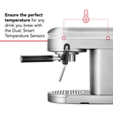 Kitchenaid® Metal Semi-Automatic Espresso Machine and Automatic Milk Frother Attachment Bundle KES6504SX