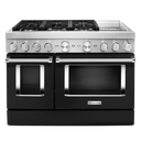 KitchenAid® 48'' Smart Commercial-Style Dual Fuel Range with Griddle KFDC558JBK