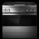 Jennair® 36" NOIR™ Dual-Fuel Professional-Style Range with Chrome-Infused Griddle JDRP536HM