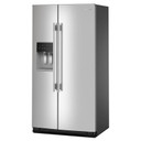 Kitchenaid® 20.8 Cu. Ft. Counter-Depth Side-by-Side Refrigerator with Exterior Ice and Water Dispenser in PrintShield™ Finish KRSC536RPS