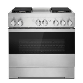 Jennair® 36" NOIR™ Dual-Fuel Professional-Style Range with Chrome-Infused Griddle JDRP536HM