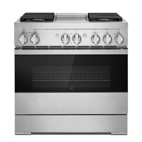 Jennair® 36" NOIR™ Dual-Fuel Professional-Style Range with Chrome-Infused Griddle JDRP536HM Jennair® 36" NOIR™ Dual-Fuel Professional-Style Range with Chrome-Infused Griddle JDRP536HM