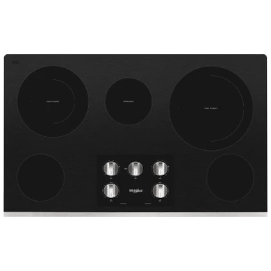 Whirlpool® 36-inch Electric Ceramic Glass Cooktop with Two Dual Radiant Elements WCE77US6HS