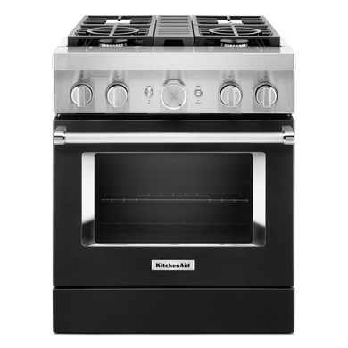 KitchenAid® 30'' Smart Commercial-Style Dual Fuel Range with 4 Burners KFDC500JBK