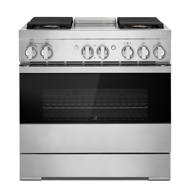 Jennair® NOIR™ 36 Dual-Fuel Professional Range with Chrome-Infused Griddle JDRP536HM