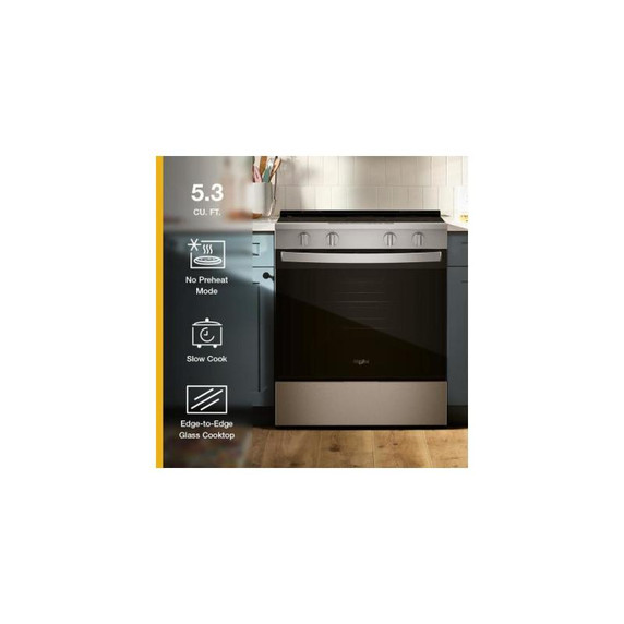 Whirlpool® 30-inch Electric Smart Range with No Preheat Mode and Steam Clean YWSES3330TS