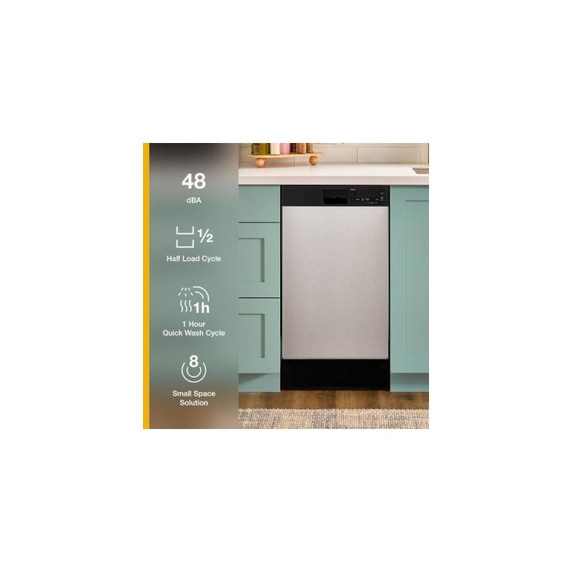Whirlpool® 18" Stainless Steel Dishwasher with Half Load Cycle and Triple Spray Arms - 48 dBA WDFS5118SS