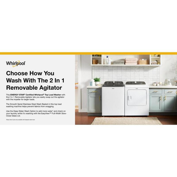 6.0-6.1 Cu. Ft. Whirlpool® Top Load Washer with Removable Agitator WTW6157PW