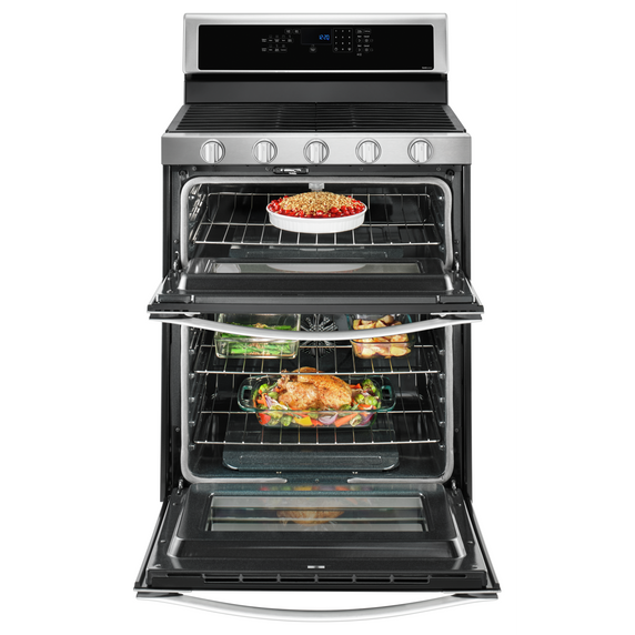 Whirlpool® 6.0 Cu. Ft. Gas Double Oven Range with EZ-2-Lift™ Hinged Grates WGG745S0FS