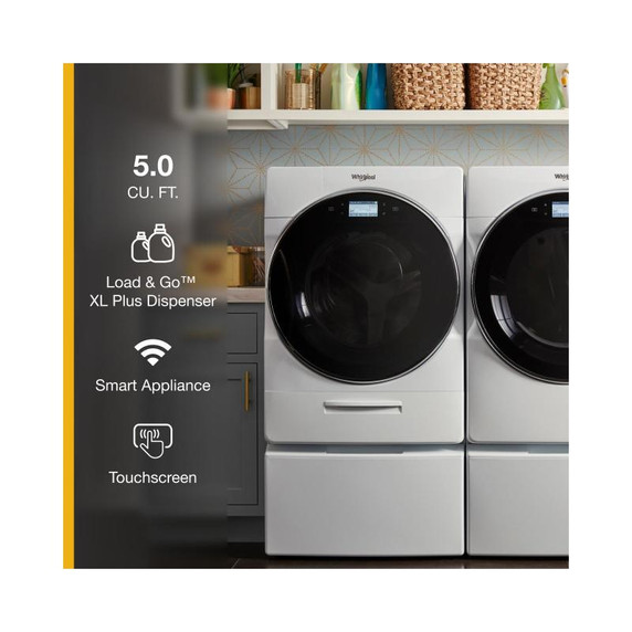 Whirlpool® 5.8 cu. ft. I.E.C. Smart Front Load Washer with Load & Go™ XL Plus Dispenser WFW9620HW
