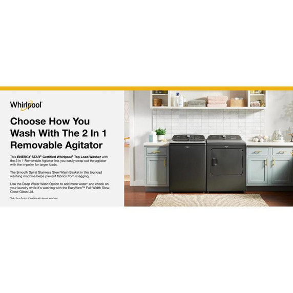 6.0-6.1 Cu. Ft. I.E.C. Whirlpool® Top Load Washer with Removable Agitator WTW6157PB