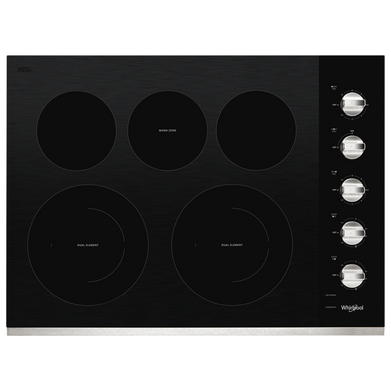 Whirlpool® 30-inch Electric Ceramic Glass Cooktop with Two Dual Radiant Elements WCE77US0HS