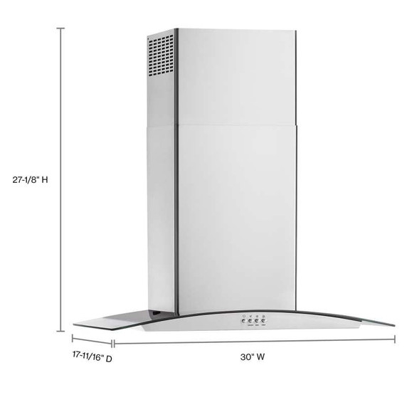Whirlpool® 30" Curved Glass Wall Mount Range Hood WVW51UC0LS