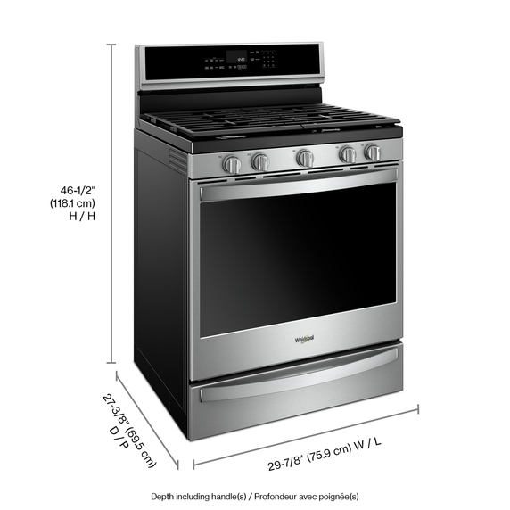 Whirlpool® 5.8 cu. ft. Smart Freestanding Gas Range with EZ-2-Lift™ Grates WFG975H0HZ