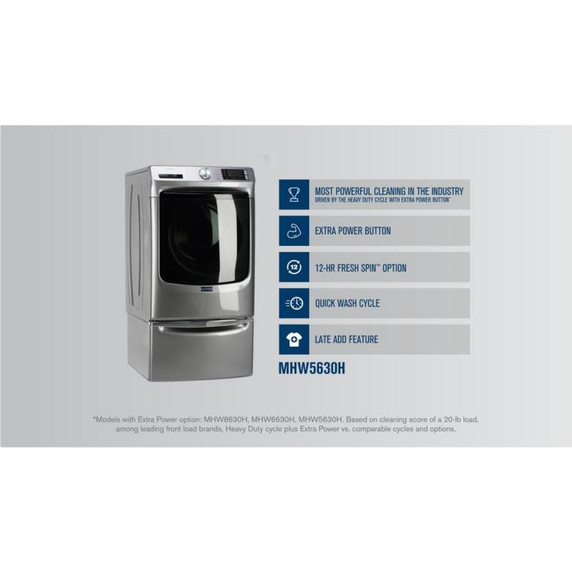 Maytag® Front Load Washer with Extra Power and 12-Hr Fresh Spin™ option - 5.2 cu. ft. MHW5630HW Maytag® Front Load Washer with Extra Power and 12-Hr Fresh Spin™ option - 5.2 cu. ft. MHW5630HW