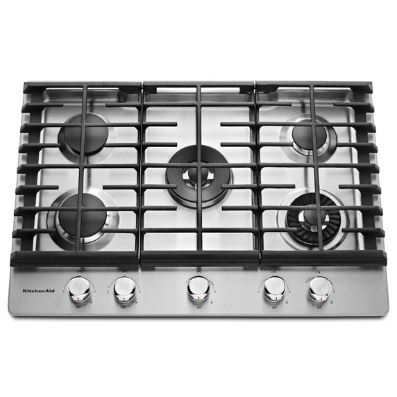 Kitchenaid® 30" 5-Burner Gas Cooktop with Griddle KCGS950ESS