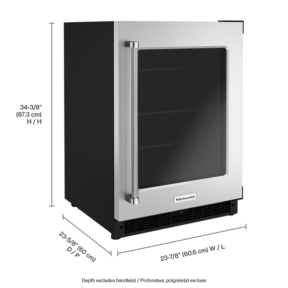 Kitchenaid® 24 Undercounter Refrigerator with Glass Door KURR214KSB