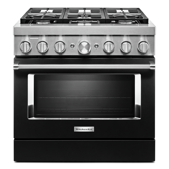 KitchenAid® 36'' Smart Commercial-Style Dual Fuel Range with 6 Burners KFDC506JBK