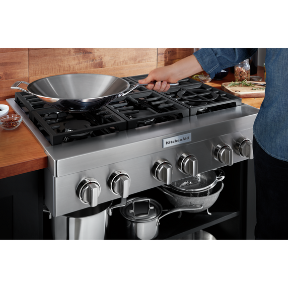 KitchenAid® 36'' 6-Burner Commercial-Style Gas Rangetop KCGC506JSS