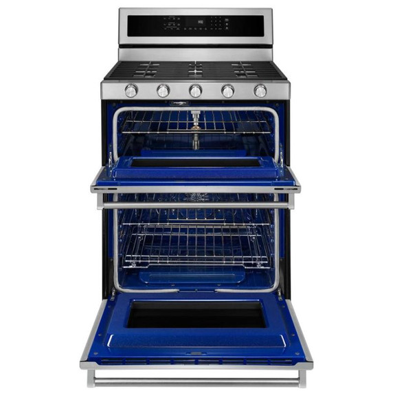 Kitchenaid® 30-Inch 5 Burner Gas Double Oven Convection Range KFGD500ESS