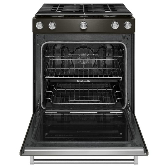 Kitchenaid® 30-Inch 5-Burner Gas Slide-In Convection Range KSGG700EBS