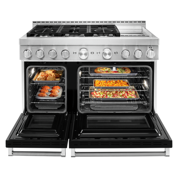 KitchenAid® 48'' Smart Commercial-Style Gas Range with Griddle KFGC558JBK