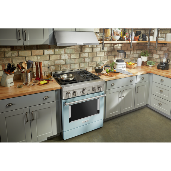 KitchenAid® 30'' Smart Commercial-Style Gas Range with 4 Burners KFGC500JMB