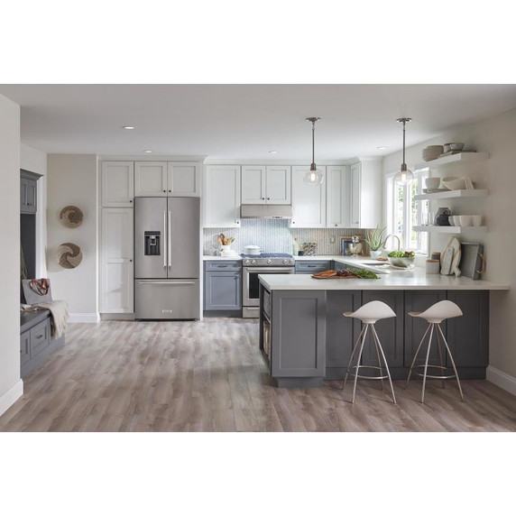 Kitchenaid® 23.8 cu. ft. 36" Counter-Depth French Door Platinum Interior Refrigerator with PrintShield™ Finish KRFC704FPS
