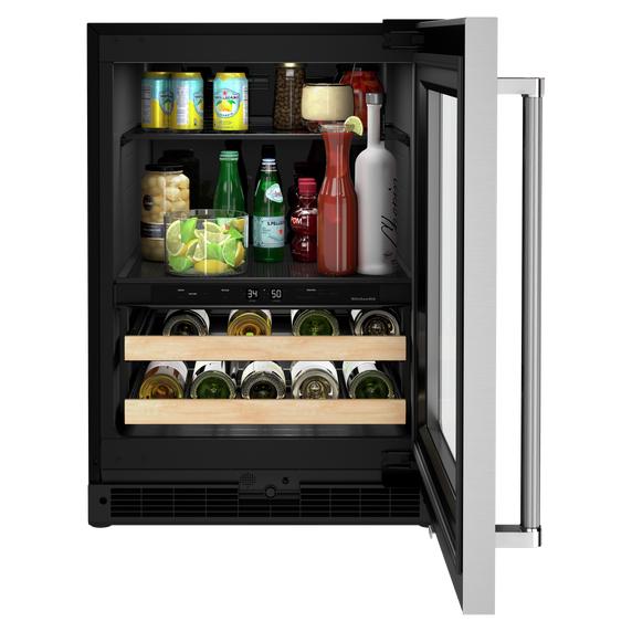 Kitchenaid® 24 Beverage Center with Glass Door and Wood-Front Racks KUBR214KSB