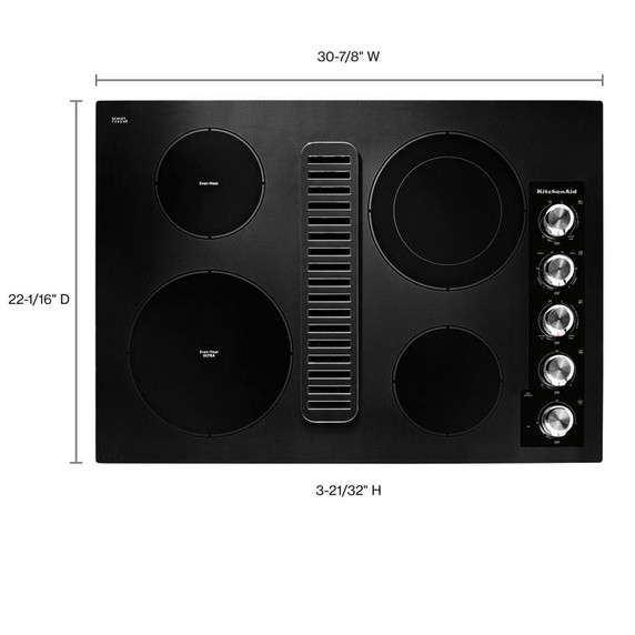 Kitchenaid® 30" Electric Downdraft Cooktop with 4 Elements KCED600GBL