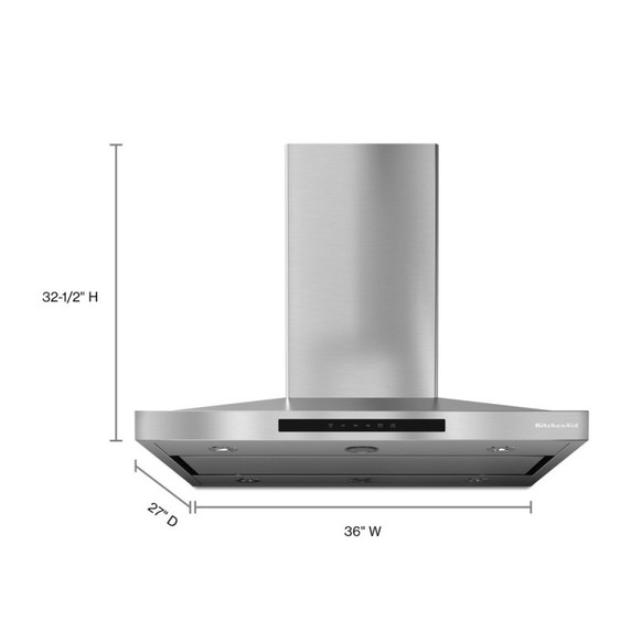 Kitchenaid® 36" Island-Mount, 3-Speed Canopy Hood KVIB606DSS