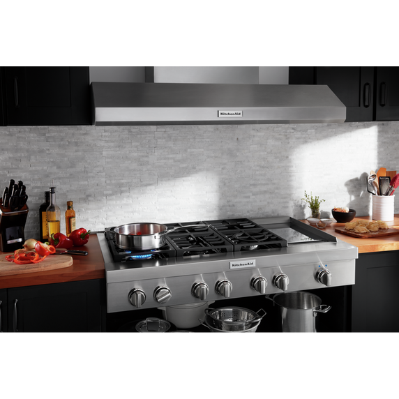 KitchenAid® 48'' 6-Burner Commercial-Style Gas Rangetop with Griddle KCGC558JSS