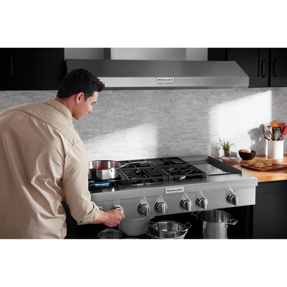 KitchenAid® 48'' 6-Burner Commercial-Style Gas Rangetop with Griddle KCGC558JSS