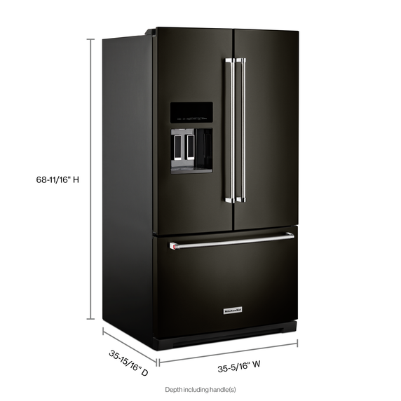 Kitchenaid® 26.8 Cu. Ft. Standard-Depth French Door Refrigerator with Exterior Ice and Water Dispenser KRFF577KBS